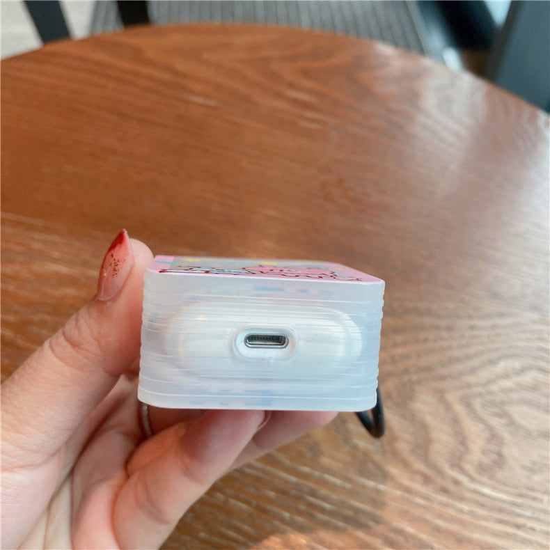 Japanese Cartoon Kanahei | Sleepy Party Pajamas Pink Rabbit and White Chicken - AirPods AirPodsPro AirPods3 Case Pink and White KawaiiGiftLand