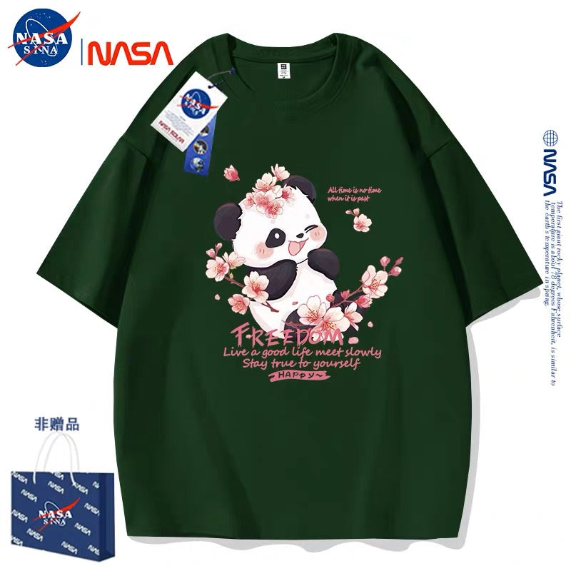 Cute Animals Panda Style T-Shirt Series | Smile Panda with Flower Part2 - Kawaii Fashion Items for Child & Adult
