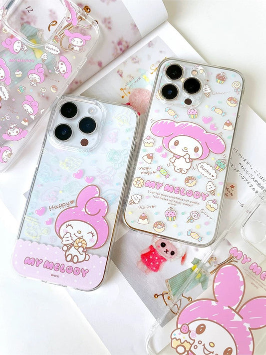 Japanese Cartoon My Melody | Happy with Foods - iPhone Case 12 13 14 15 16 Pro Promax KawaiiGiftLand