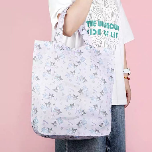 Sanrio Fold Up Tote Bag | Hello Kitty My Melody Kuromi Cinnamoroll Pompompurin Pochacco Hangyodon - can fold up Tote Bag KawaiiGiftLand