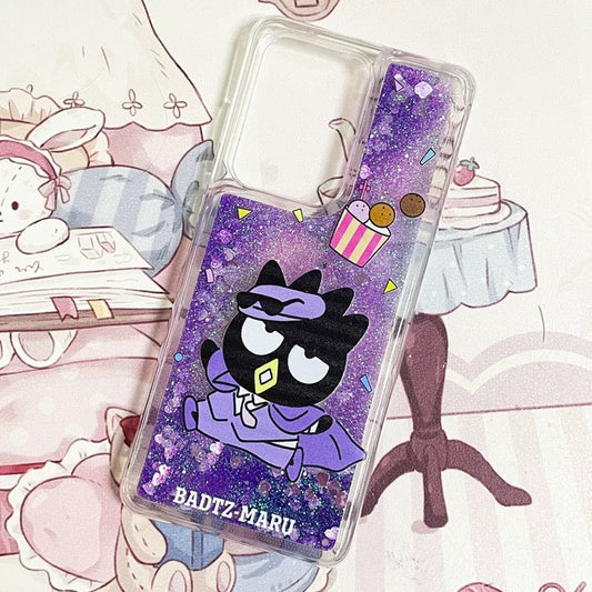 Japanese Cartoon Bad Badtz Maru Singer - Purple Glitter QuickSand iPhone Case 6 7 8 PLUS SE2 XS XR X 11 12 13 14 15 16 Pro Promax 12mini 13mini KawaiiGiftLand