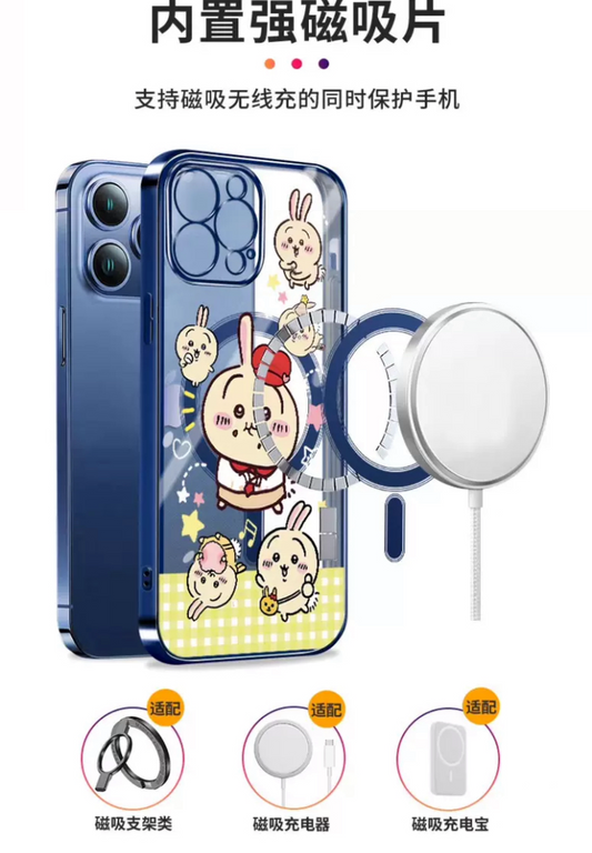 Japanese Cartoon ChiiKawa MagSafe | Chiikawa Hachiware Usagi Momonga with Red Hat - iPhone Case 11 12 13 14 15 Pro Promax KawaiiGiftLand