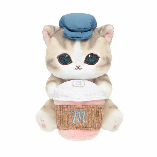 Japan Mofusand | Mofusand Cat Holding Coffee Cup and Donuts Desktop Hanging Plush Doll - Kawaii items Room Decoration Doll