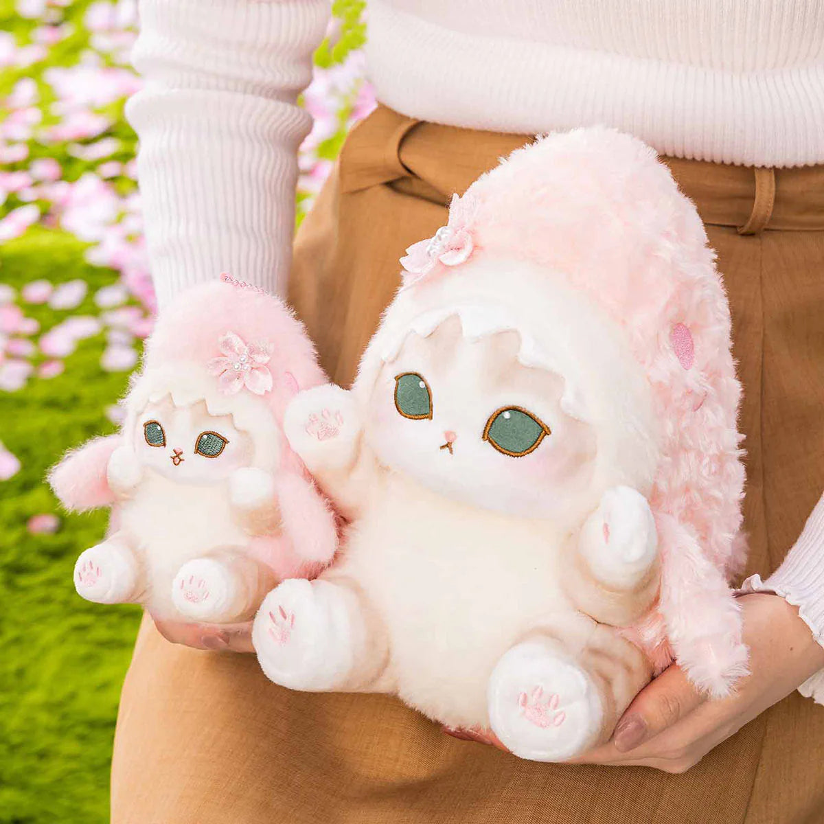 Japan Mofusand | Mofusand Cat Wearing Sakura Flower Shark Cute Plush Doll Keychain - Kawaii items Room Decoration Doll