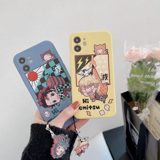 Japanese Anime Kimetsu no Yaiba Demon Slayer Pick Up Version | Tanjiro Zenitsu Inosuke Nezuko - iPhone Case PLUS SE2 XS XR X 11 12 13 14 15 16 Pro Promax 12mini 13mini KawaiiGiftLand
