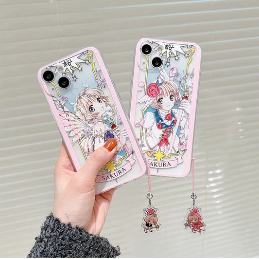 CardCaptorSakura Card Version Part 3 | Purple Flower & Rose - iPhone Case 6 7 8 PLUS SE2 XS XR X 11 12 13 14 15 16 Pro Promax 12mini 13mini KawaiiGiftLand