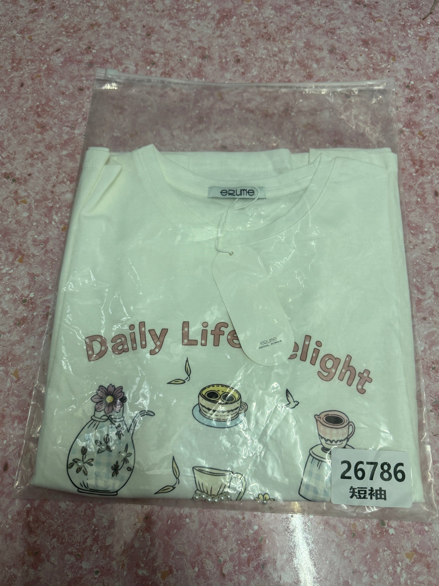 Korean Fashion Cute Style T-Shirt Series | Flower Tea Pots with Pearl - Kawaii Fashion Items