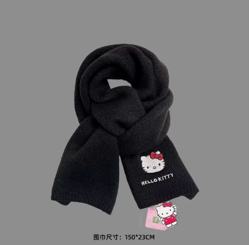 Sanrio Simple Casual Design Warm Scarf | Hello Kitty - Made with Wool Autumn Winter Accessories Fashionable KawaiiGiftLand