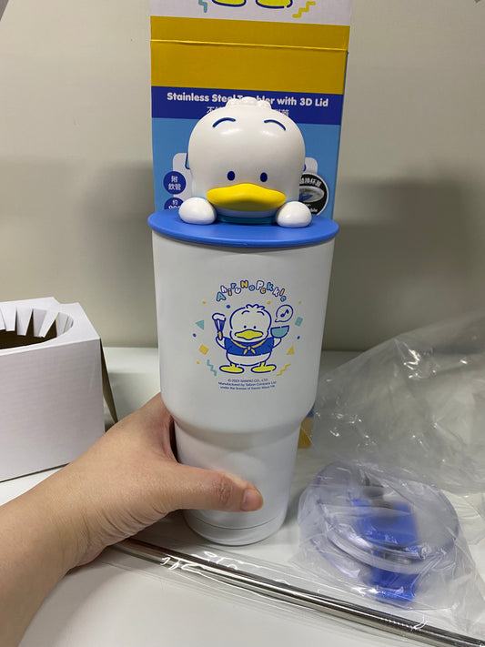 Stainless Steel Tumbler with 3D Lid 900ml | Sanrio AhirunoPekkle Pekkle - Keep Warm & Cool Cup Kitchenware Kitchen