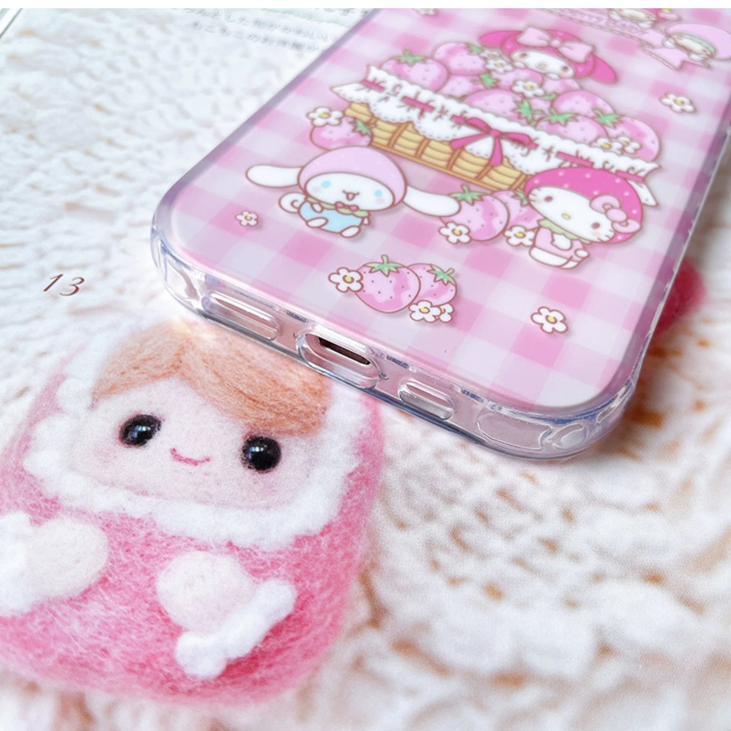 Japanese Cartoon Sanrio Strawberry Baby Hello Kitty My Melody Cinnamoroll - iPhone Case 13 14 15 16 Pro Promax KawaiiGiftLand
