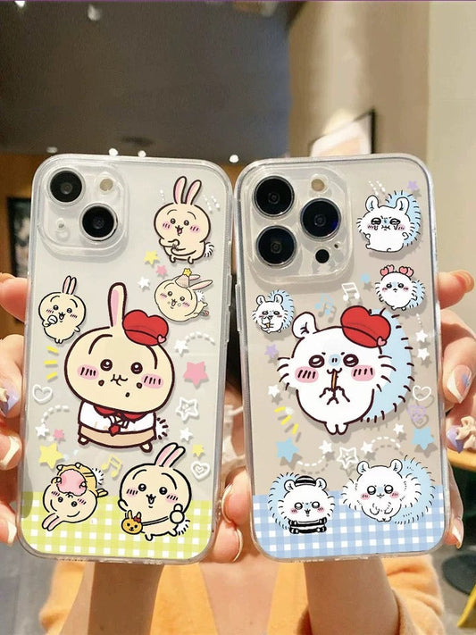 Japanese Cartoon ChiiKawa Hachiware Usagi Momonga wigth Red Hat iPhone Case 11 12 13 14 15 Pro Promax KawaiiGiftLand