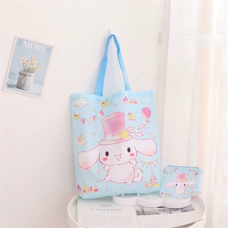 Japanese Cartoon Sweet Style Fold Up Tote Bag | Hello Kitty My Melody Kuromi Little Twin Stars Cinnamoroll Pochacco - Kawaii Little Bag KawaiiGiftLand