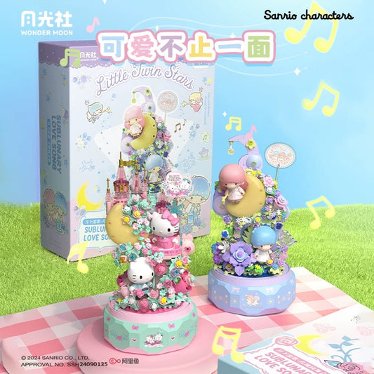 Sanrio Romantic Moon Light Music Box | Hello Kitty Little Twin Stars - Limited Edition Mini Building Blocks Toy Collections