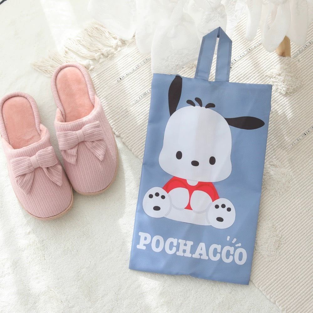 Japanese Cartoon Small Storage Hanging Bag | Hello Kitty My Melody Kuromi Little Twin Stars Cinnamoroll Pompompurin Pochacco - Tidy Shoes Cloths Make up Bag Pochacco - Tidy Shoes Cloths Make up Bag KawaiiGiftLand