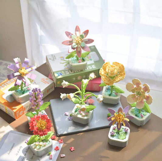 Mini Block Building Flower Series 2 | Yellow Rose Lilac Lily Bell - Tiny Particle Assembly DIY Handmade Gift KawaiiGiftLand