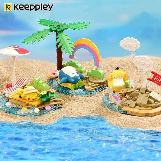 Pokemon Fun Beach Party Theme | Pikachu Psyduck Snorlax - Building Blocks Toy Collections