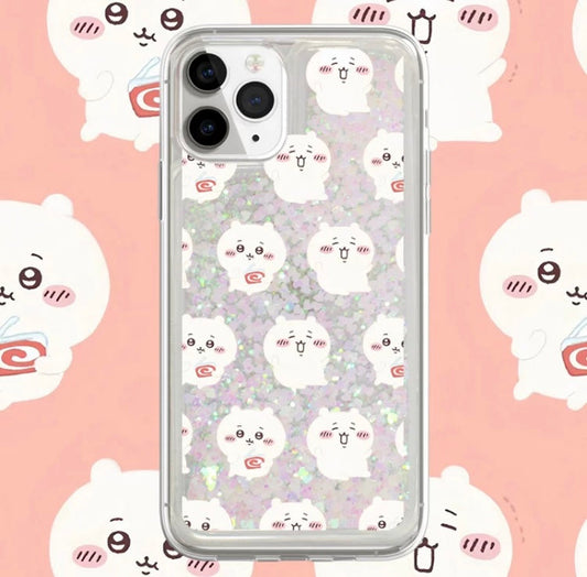 Japanese Cartoon Chiikawa Kawaii FullScreen | ChiiKawa Hachiware Usagi Glitter QuickSand iPhone Case 6 7 8 PLUS SE2 XS XR X 11 12 13 14 15 16 Pro Promax 12mini 13mini KawaiiGiftLand