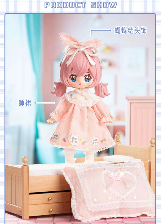 Simon Toys Rabbit Pajamas Set | Pink & Blue - 1/12 ob11 11cm BJD Doll Ball Joint Doll