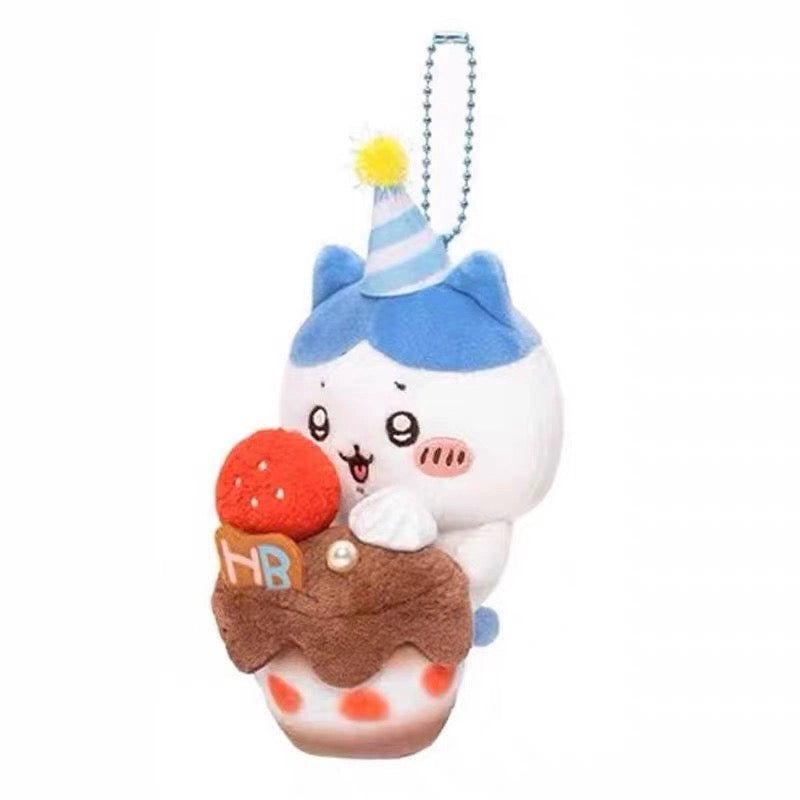 Japan ChiiKawa Happy Birthday Series | Birthday Cake ChiiKawa Hachiware - Mini Plush Doll keychain KawaiiGiftLand