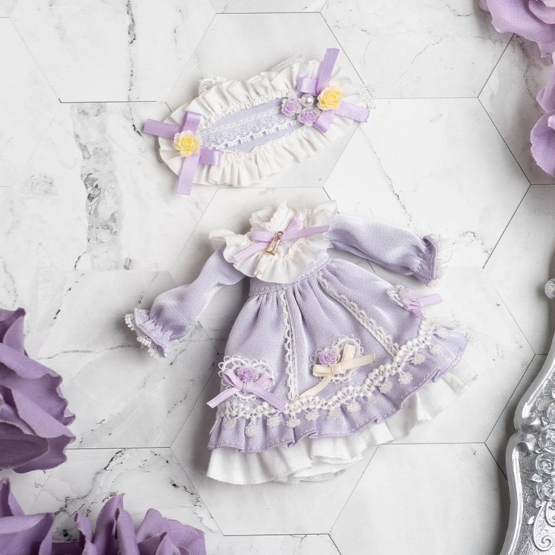 Simon Toys Flower Lolita Dress Outfits Set | Red & Purple - 1/12 ob11 11cm BJD Doll Ball Joint Doll KawaiiGiftLand