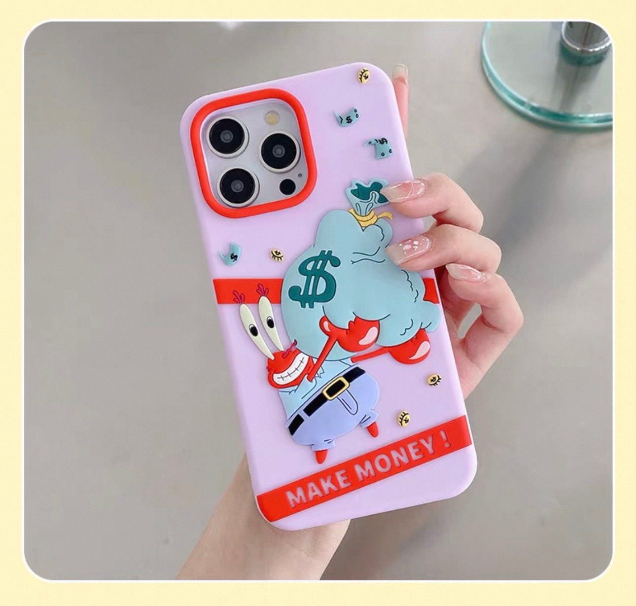 Cartoon Silicone Sponge Patrick Star Crab Boss Pink Yellow Sea Monster - iPhone Case 15 14 13 Pro ProMax