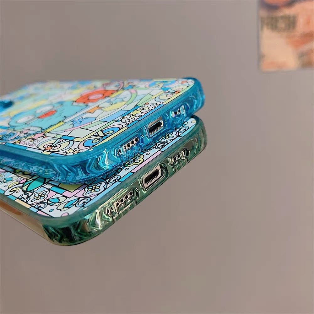 Japanese Cartoon Glass Window Style | KK Green HN Blue - iPhone Case iPhone 11 12 13 14 Pro Promax KawaiiGiftLand