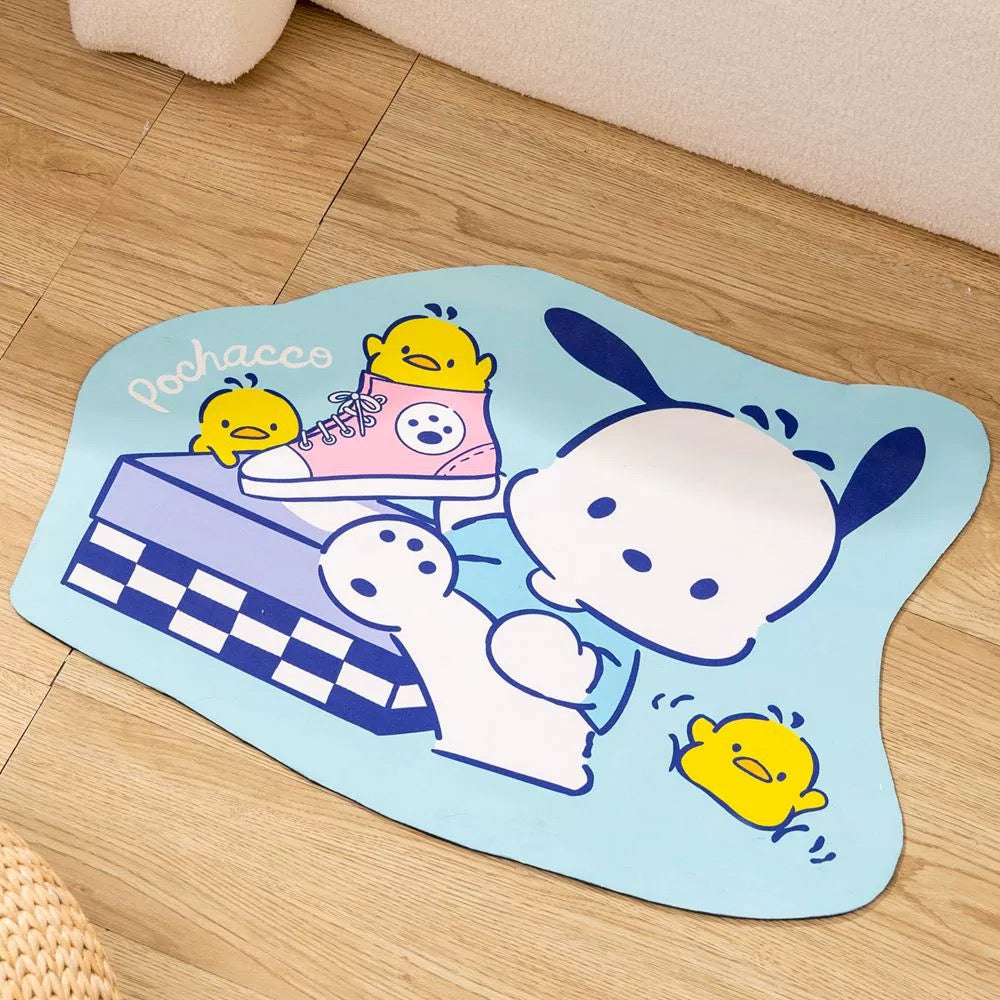 Japanese Cartoon Technical fabric Floor Mat | My Melody Kuromi Little Twin Stars Cinnamoroll Pochacco - Kawaii Room Decoration items Cute Things KawaiiGiftLand