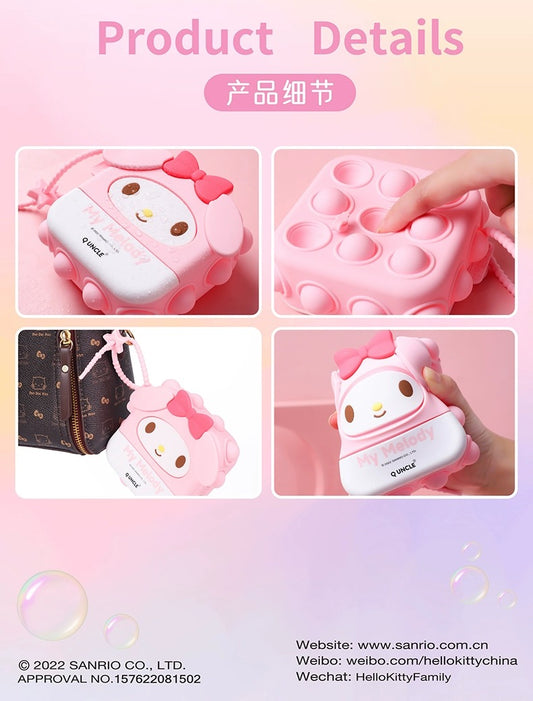 Japan Sanrio Silicone Square PopBoom Purse Bag | Hello Kitty My Melody Kuromi Cinnamoroll KeroKeroKeroppi - Playful Coin Bag Can put in Airpods EarPhone Children Gift