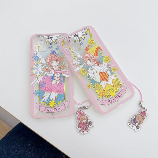 CardCaptorSakura Card Version Part 2 | Blue Flower & Yellow Daisy - iPhone Case 6 7 8 PLUS SE2 XS XR X 11 12 13 14 15 16 Pro Promax 12mini 13mini KawaiiGiftLand