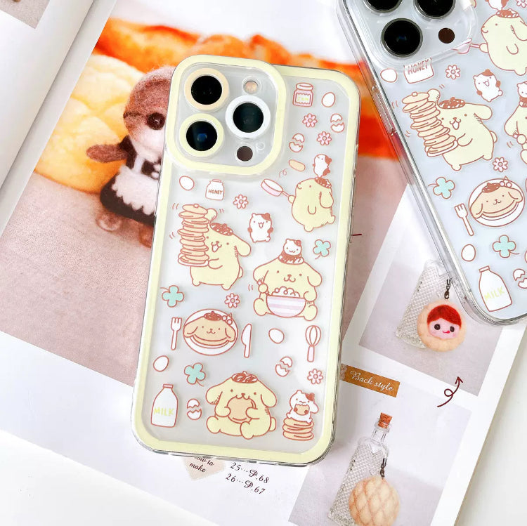 Japanese Cartoon Pompompurin & Pancake iPhone Case 7 8 PLUS SE2 XS XR X 11 12 13 14 15 16 Pro Promax mini SE3 KawaiiGiftLand