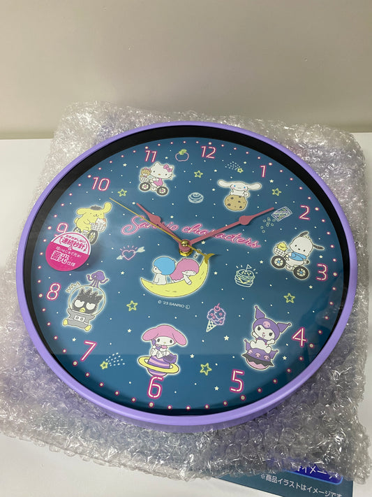 Japan Sanrio GID Wall Clock | Sweet Dream Sanrio Characters Space UFO Version - Kawaii Bedroom Sitting Room Decoration