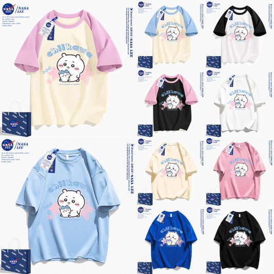 Japanese Cartoon ChiiKawa Casual Style T-Shirt Series | Big Chiikawa with Small Hachiware - Kawaii Fashion Items