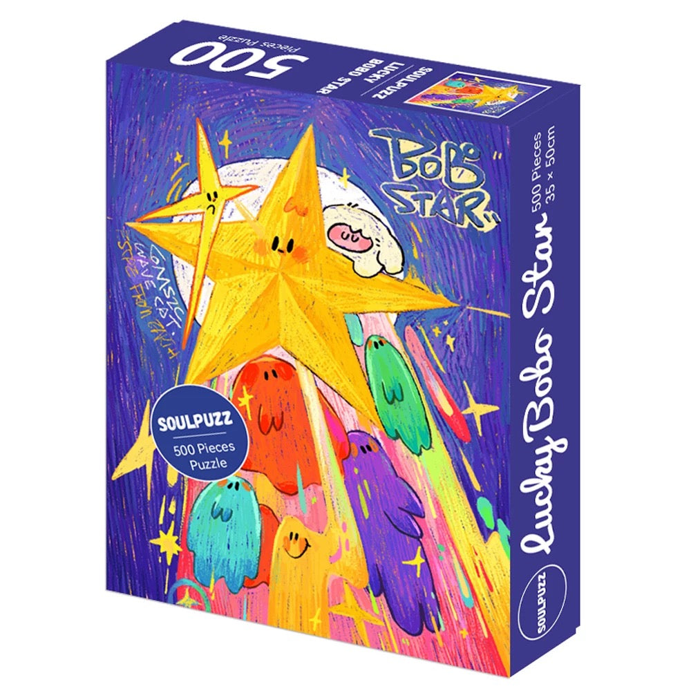 SOULPUZZ 500 Pieces Puzzle | Lucky Bobo Star - Yellow Pop Star Difficulty Decompression Couples Trendy Gifts Home Decoration KawaiiGiftLand