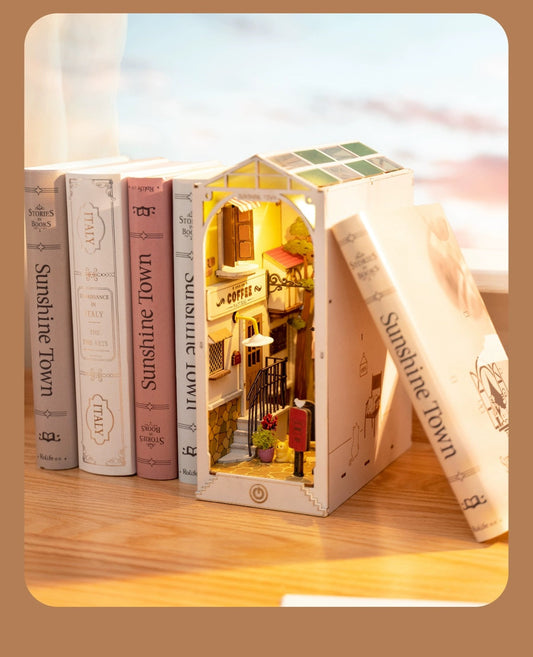 Craft Kits Wooden Booknook & Wonderland | Sunshine Town - DIY Handmade Mini World Miniature Gift with LED Light KawaiiGiftLand