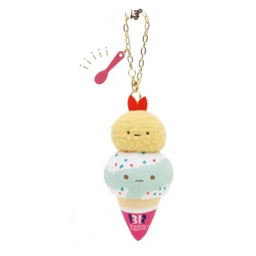 Japan Cartoon Sumikko Gurashi x BR Ice Cream Version Keychain | Shirokuma Ebifurai No Shippo Tokage - Mini Plush Doll 10cm Keychain KawaiiGiftLand