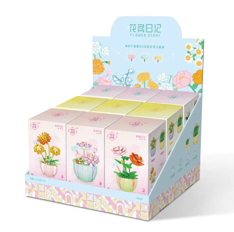 Mini Block Building Flower Dairy | Rose Jasmine Lilybell Daisy Cactus - Tiny Particle Assembly DIY Handmade Gift KawaiiGiftLand