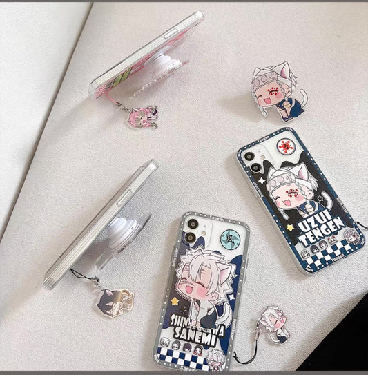 Japanese Anime Kimetsu no Yaiba Demon Slayer Cat Version | Tengen Obanai Mitsuri Sanemi with Phone Stand - iPhone Case PLUS SE2 XS XR X 11 12 13 14 15 16 Pro Promax 12mini 13mini KawaiiGiftLand