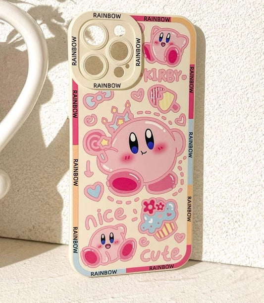 Japanese Cartoon Pink Monster Star Kabi Pink and Yellow iPhone Case 6 7 8 PLUS SE2 XS XR X 11 12 13 14 15 16 Pro Promax 12mini 13mini KawaiiGiftLand