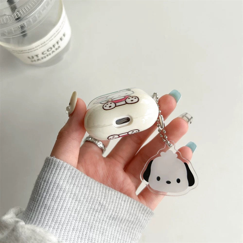 Japanese Cartoon Pochacco with Ice Cream Mint White with Keychain - AirPods AirPodsPro AirPods3 AirPods4 Case KawaiiGiftLand