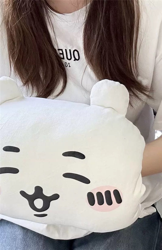 Japanese Cartoon ChiiKawa Warm Hand Emoji Cushion | ChiiKawa Hachiware Usagi - Pillow Kawaii Room Decoration Autumn Winter