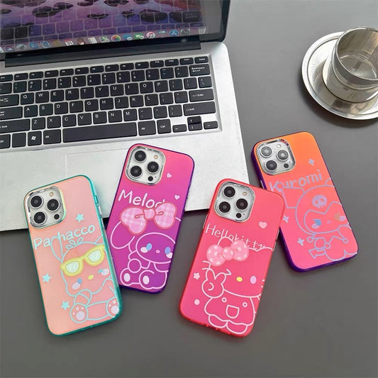 Japanese Cartoon Neon Style | KT MM KU PC - iPhone Case iPhone 11 12 13 14 15 Pro Promax KawaiiGiftLand