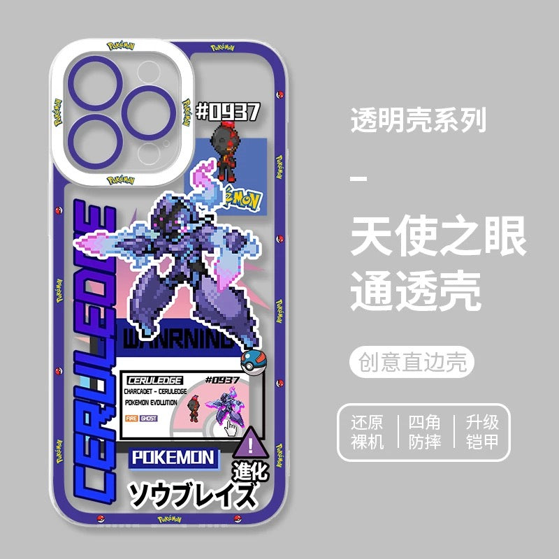 Japan Cartoon Pokemon Game Pixel Version | Ceruledge Evolution - iPhone Case PLUS SE2 XS XR X 11 12 13 14 15 16 16e 17 17e Pro Promax 12mini 13mini