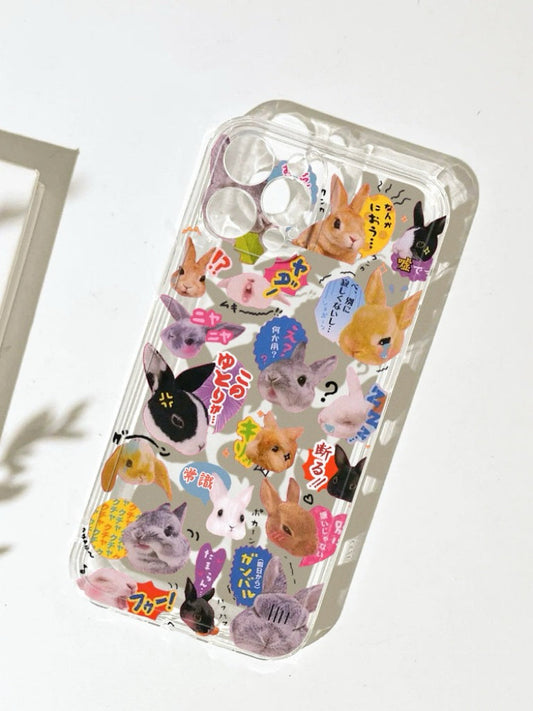 Rabbit Funny Emoji Sticker Mori Style iPhone case Kawaii Lovely Cute Lolita iPhone 6 7 8 PLUS SE2 XS XR X 11 12 13 14 15 16 Pro Promax 12mini 13mini KawaiiGiftLand