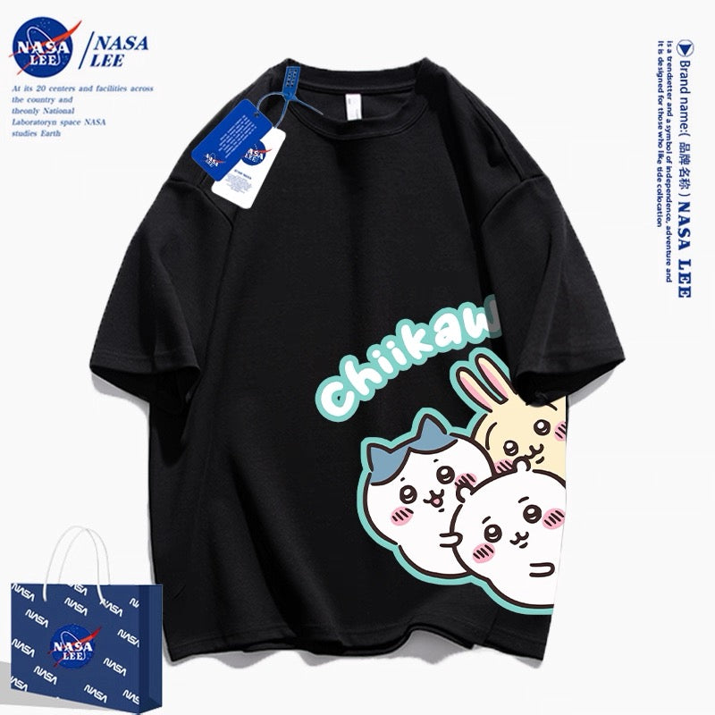 Japanese Cartoon ChiiKawa Casual Style T-Shirt Series | Chiikawa Hachiware Usagi Look at You Together 2 - Kawaii Fashion Items
