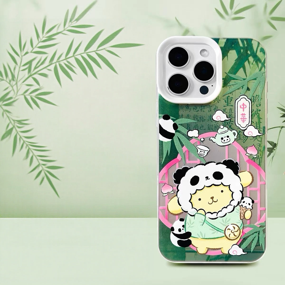 Japanese Cartoon Sanrio Become Panda Laser Case | Hello Kitty My Melody Kuromi Cinnamoroll Pompompurin Hangyodon 6 Styles - iPhone Case 11 12 13 14 15 16 16e 17 17e Pro Promax
