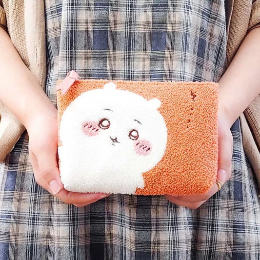 Japanese Cartoon Chiikawa Punch Needle Make Up Bag | ChiiKawa Hachiware Usagi Momonga Kurimanju Shisa Kani - Kawaii Plush Doll Purse Bag KawaiiGiftLand