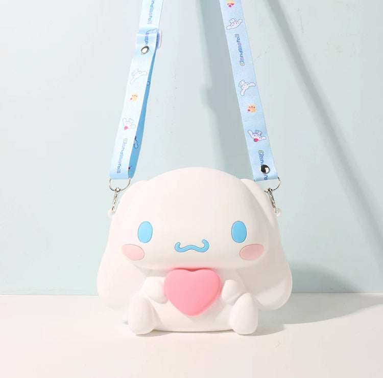 Japan Sanrio Silicone 3D Sit Pose Shoulder Bag | Cinnamoroll with Heart - Kawaii Bag Birthday Girlfriend Children Gift KawaiiGiftLand