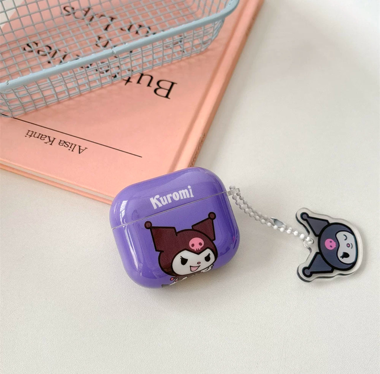Japanese Cartoon Classical Hello Kitty My Melody Kuromi Red Pink Purple with Keychain - AirPods AirPodsPro AirPods3 AirPods4 Case KawaiiGiftLand