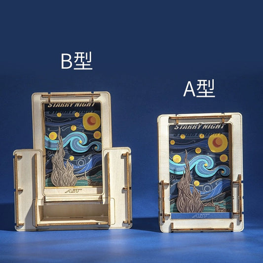 DIY Wooden Jigsaw Puzzle Multi-Purpose World Famous Paintings | Starry Night - Art Frame Home Decoration Gift KawaiiGiftLand
