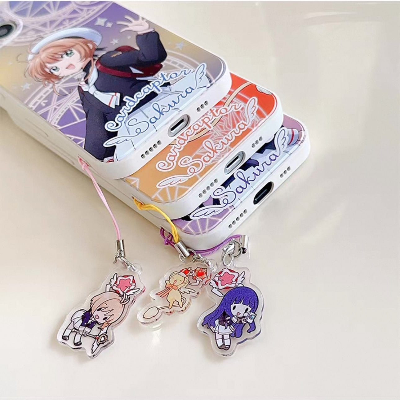 CardCaptorSakura Colourful White Case | Sakura Tomoyo Cerberus - iPhone Case 7 8 PLUS SE2 XS XR X 11 12 13 14 15 16 Pro Promax 12mini 13mini KawaiiGiftLand